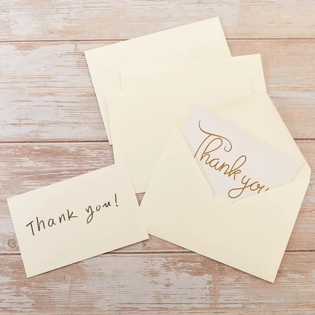 Alt view image 7 of 7 - 50 Pack Cream A7 Envelopes with Cards and Gold Stickers, 5x7 With Thick Folded Cardstock, For Greeting Cards, Wedding, Birthday, Invitations, Baby Showers