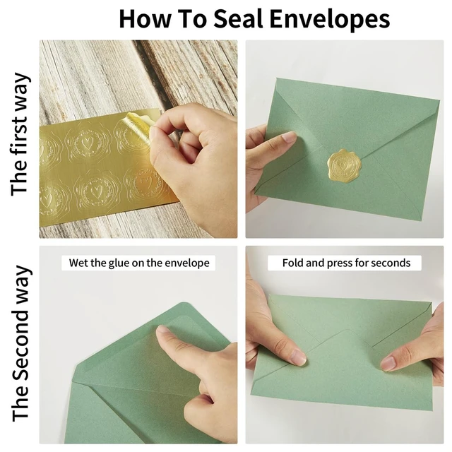 Alt view image 3 of 7 - 50 Pack Sage-Green A7 Envelopes with Cards and Gold Stickers, 5x7 With Thick Folded Cardstock, For Greeting Cards, Wedding, Birthday, Invitations, Baby Showers