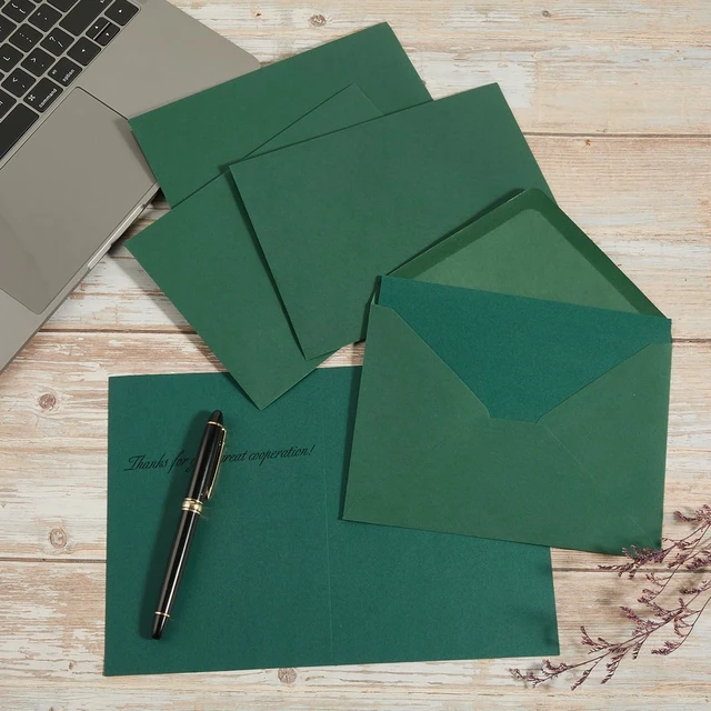 Alt view image 6 of 7 - 50 Pack Dark Green A7 Envelopes with Cards and Gold Stickers, 5x7 With Thick Folded Cardstock, For Greeting Cards, Wedding, Birthday, Invitations, Baby Showers