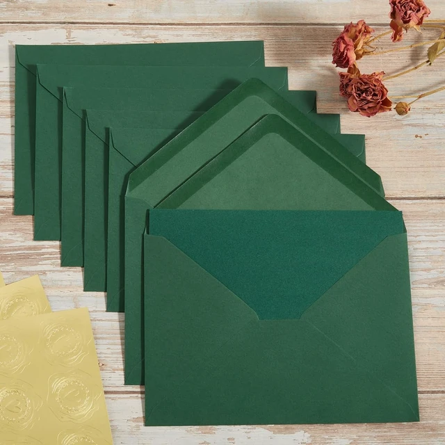 Alt view image 7 of 7 - 50 Pack Dark Green A7 Envelopes with Cards and Gold Stickers, 5x7 With Thick Folded Cardstock, For Greeting Cards, Wedding, Birthday, Invitations, Baby Showers