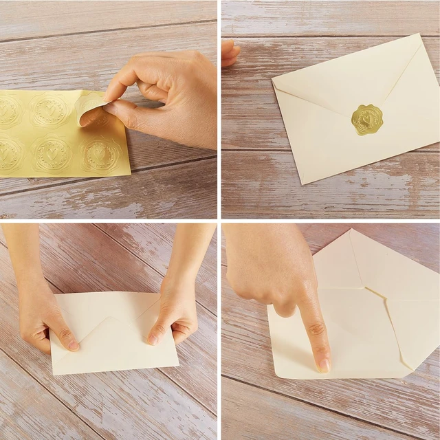 Alt view image 3 of 7 - 50 Pack Cream A7 Envelopes with Cards and Gold Stickers, 5x7 With Thick Folded Cardstock, For Greeting Cards, Wedding, Birthday, Invitations, Baby Showers