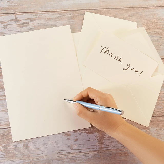 Alt view image 5 of 7 - 50 Pack Cream A7 Envelopes with Cards and Gold Stickers, 5x7 With Thick Folded Cardstock, For Greeting Cards, Wedding, Birthday, Invitations, Baby Showers