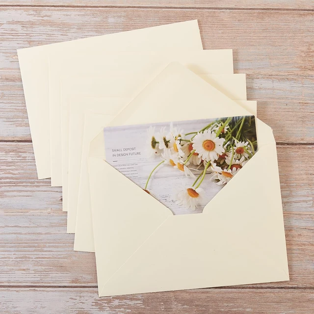 Alt view image 6 of 7 - 50 Pack Cream A7 Envelopes with Cards and Gold Stickers, 5x7 With Thick Folded Cardstock, For Greeting Cards, Wedding, Birthday, Invitations, Baby Showers