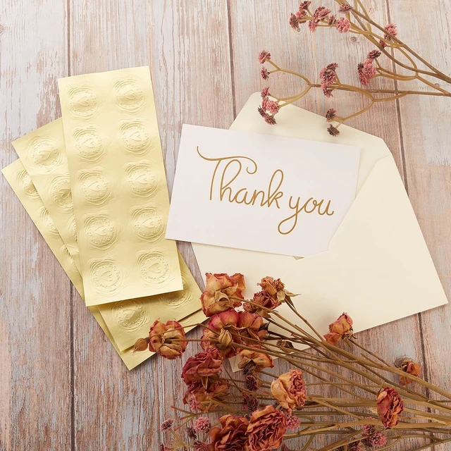 Alt view image 4 of 7 - 50 Pack Cream A7 Envelopes with Cards and Gold Stickers, 5x7 With Thick Folded Cardstock, For Greeting Cards, Wedding, Birthday, Invitations, Baby Showers