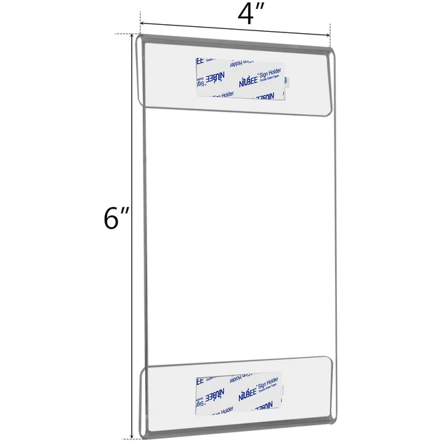 Alt view image 2 of 7 - 4x6 Acrylic Sign Holder Wall Mount Clear Frame 6 Pack With Adhesive Tapes, Vertical Display 4 x 6 QR Code Information Picture Photo, For Office Home Store Wall Door Window