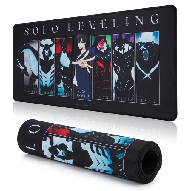 Main image of Solo Leveling Large Gaming Mouse Pad 31"x15" XL Computer Desk Mat, Anime Solo Leveling anime gaming mouse pad, Oversized 31x15in smooth fabric top, stitched edges, non-slip rubber base