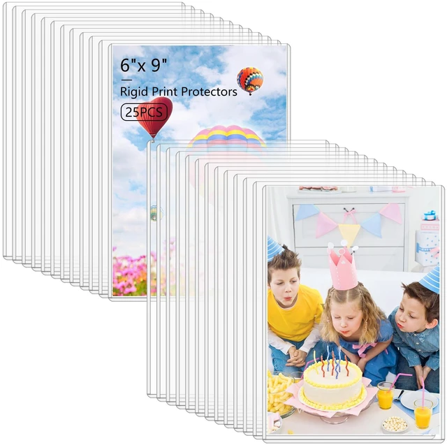 Main image of 25PCS 6" x 9" Rigid Print Protectors Clear Hard Plastic Large Card Sleeves for Jumbo Card, Top Loading Rigid Card Sheet Protectors for Postcards, Photos, Trading & Sports Cards