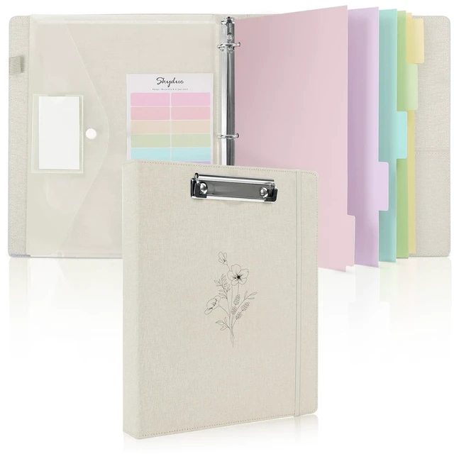 Main image of Clipboard Binder with Dividers,1 Inch 3 Ring Binder with Clipboard on Front for Organizer, Clipboard Folder with Pocket, Labels Office Supplies Beige