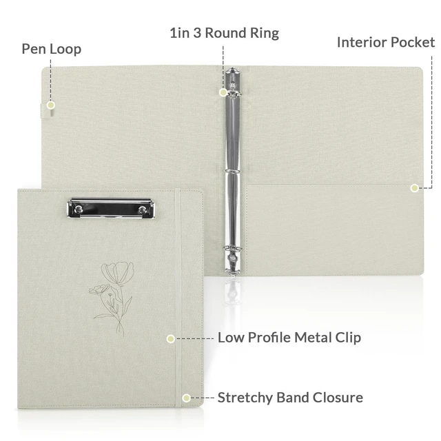 Alt view image 4 of 6 - Clipboard Binder with Dividers,1 Inch 3 Ring Binder with Clipboard on Front for Organizer, Clipboard Folder with Pocket, Labels Office Supplies Beige
