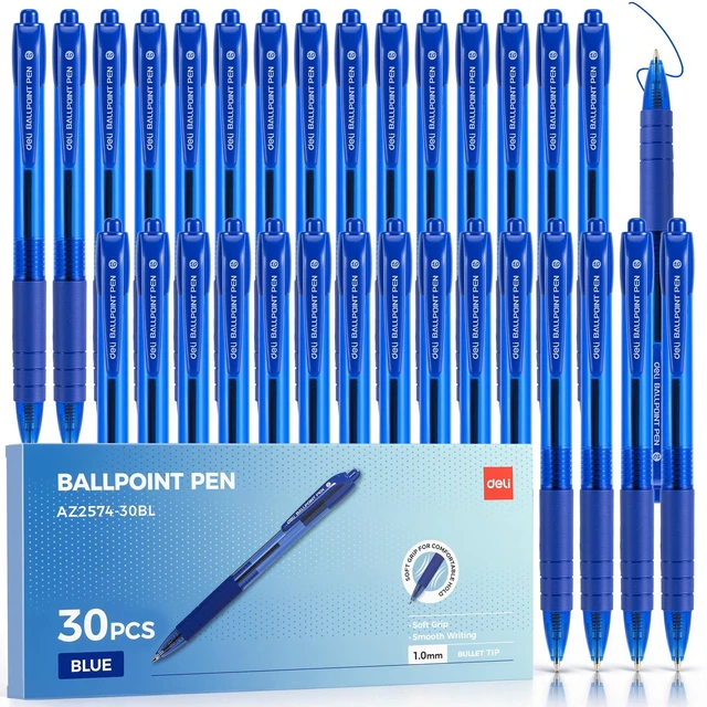 Main image of Pens Bulk,30 Pack Pens Blue Ink, 1.0MM Medium Point Ballpoint Pens Smooth Writing, Retractable Pens with Soft Grip, No Bleed,Fast Dry, for Office School Home Use