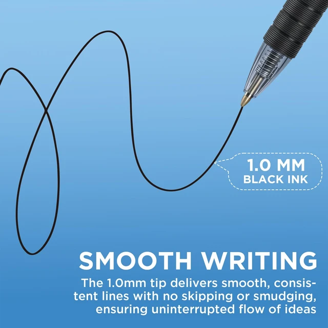 Alt view image 5 of 7 - Pens Bulk,30 Pack Pens Black Ink, 1.0MM Medium Point Ballpoint Pens Smooth Writing, Retractable Pens with Soft Grip, No Bleed,Fast Dry, for Office School Home Use