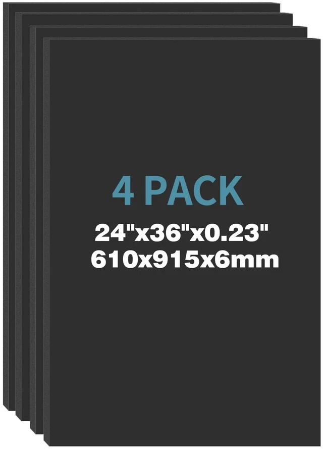 Main image of 4 Pack Foam Board 24"x36", 0.23 Inch Thickness Black Poster Board, Double-Sided Acid-Free Foam Core Board, Large Lightweight Polystyrene Mat Board for Painting, Display, Craft & School Projects