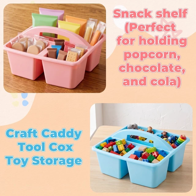 Alt view image 7 of 7 - 6 Pack Classroom Caddy Organizer with Handle Bulk, Macaron Color Plastic Art Craft Cleaning Caddy, Small Multipurpose Supply Organization Storage, Basket for Table Desk Office Pencil Teacher