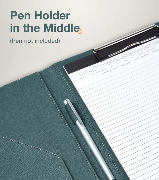 Alt view image 5 of 7 - Clipboard Folder Padfolio A4, Writing Portfolios Faux Leather Clipboards with Cover for Legal Pad Holder Letter Size 8.5 x 11 for Business Conference Notepad Clip Board (Gray Green)