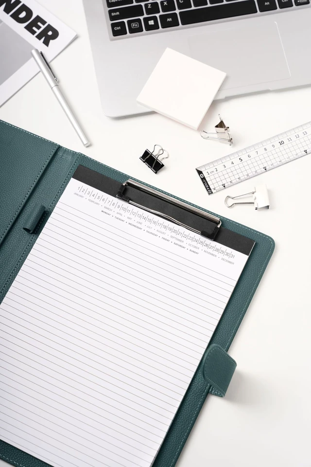 Alt view image 7 of 7 - Clipboard Folder Padfolio A4, Writing Portfolios Faux Leather Clipboards with Cover for Legal Pad Holder Letter Size 8.5 x 11 for Business Conference Notepad Clip Board (Gray Green)