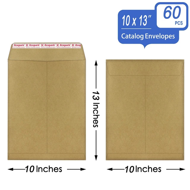 Alt view image 2 of 7 - 60 PCS 10x13 inches Security Catalog Envelopes Printable Self Seal Envelopes, Anti Tear Recycled Kraft Envelopes for Invitation Cards, Pictures, Photos, Documents