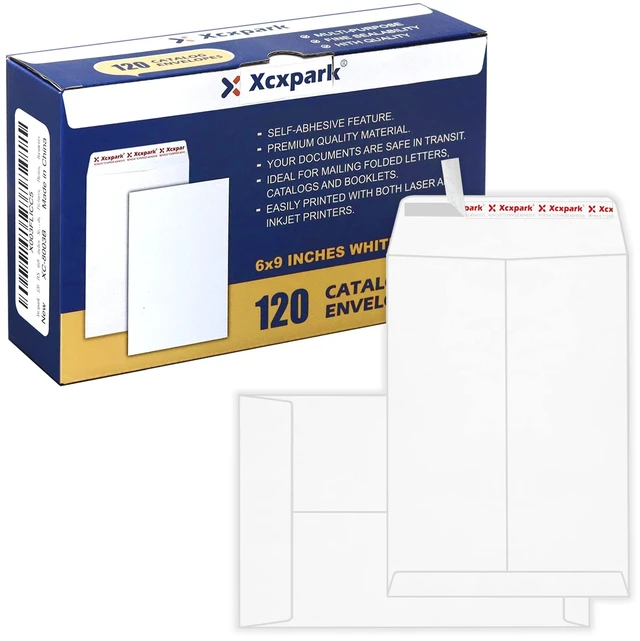 Main image of 120 PCS 6x9 inches Security Catalog Envelopes Printable Self Seal Envelopes, Anti Tear White Envelopes for Invitation Cards, Pictures, Photos, Documents
