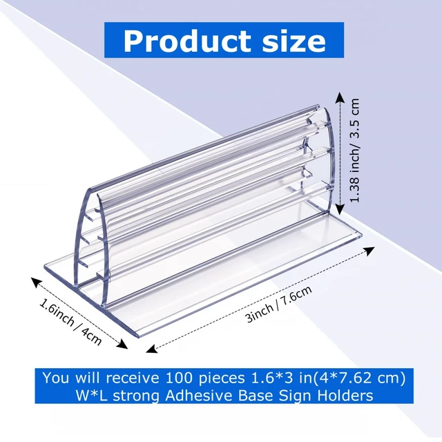 Alt view image 2 of 7 - 100 Pcs Sign Holder, Adhesive Base Sign Holders Multiple Uses for Counters, Warehouses, Base Holders with Strong Adhesive (1.6 * 3in)