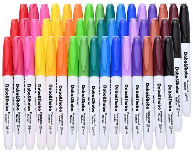 Main image of Dabo & Shobo 48 Colors Permanent Markers, Fast Drying, Suitable For Classroom Office MeetingWorks On Plastic, Wood, Stone, Metal and Glass for Doodling, Coloring, Marking