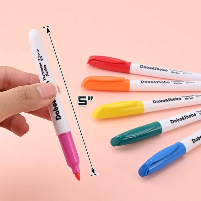 Alt view image 7 of 7 - Dabo & Shobo 48 Colors Permanent Markers, Fast Drying, Suitable For Classroom Office MeetingWorks On Plastic, Wood, Stone, Metal and Glass for Doodling, Coloring, Marking