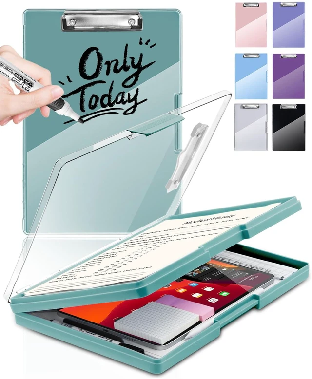 Main image of Clipboard with Storage, Nurse Dry Erase Clip Board, 8.5x11, Turquoise Dual Compartments, Clearview Dry Erase Panel, High Capacity Storage, Heavy Duty, Pen Holder, Side Opening, School/Office Use