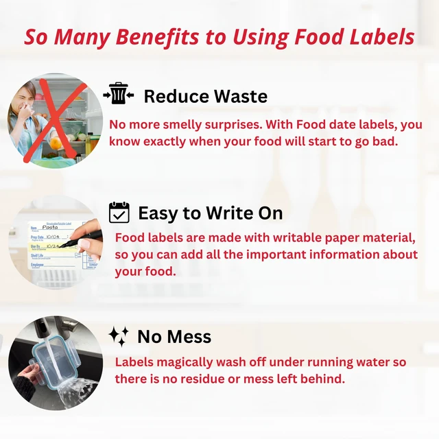 Alt view image 5 of 7 - 2x3 Dissolvable Food Labels, 1000 Food Container Stickers, Blue Ideal for Fridge Freezer & Pantry, Organize Prepped Meals & Leftovers Easily, Adheres Well, Dissolves Fast with Zero Residue