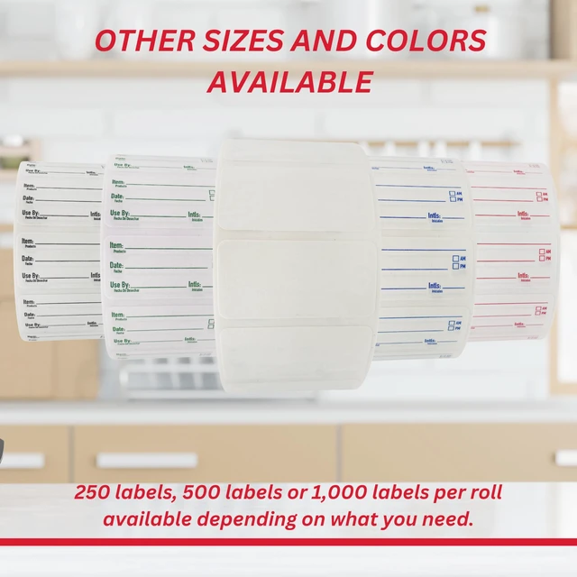 Alt view image 6 of 7 - 2x3 Dissolvable Food Labels, 1000 Food Container Stickers, Blue Ideal for Fridge Freezer & Pantry, Organize Prepped Meals & Leftovers Easily, Adheres Well, Dissolves Fast with Zero Residue