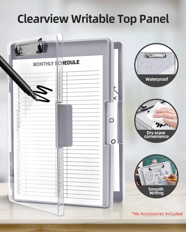Alt view image 2 of 7 - Clipboard with Storage, Nurse Dry Erase Clip Board, 8.5x11, Lvory Dual Compartments, Clearview Dry Erase Panel, High Capacity Storage, Heavy Duty, Pen Holder, Side Opening, School/Office Use