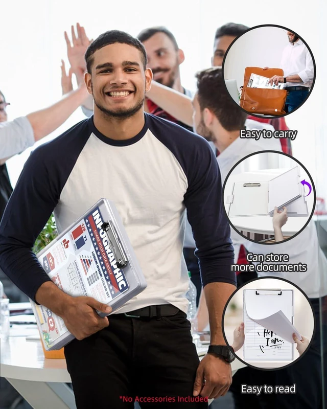 Alt view image 4 of 7 - Clipboard with Storage, Nurse Dry Erase Clip Board, 8.5x11, Lvory Dual Compartments, Clearview Dry Erase Panel, High Capacity Storage, Heavy Duty, Pen Holder, Side Opening, School/Office Use
