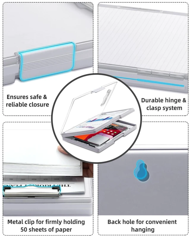 Alt view image 5 of 7 - Clipboard with Storage, Nurse Dry Erase Clip Board, 8.5x11, Lvory Dual Compartments, Clearview Dry Erase Panel, High Capacity Storage, Heavy Duty, Pen Holder, Side Opening, School/Office Use