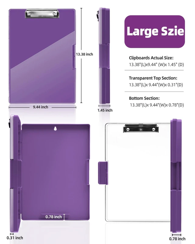 Alt view image 7 of 7 - Clipboard with Storage, Nurse Dry Erase Clip Board, 8.5x11, Dark Purple Dual Compartments, Clearview Dry Erase Panel, High Capacity Storage, Heavy Duty, Pen Holder, Side Opening, School/Office Use