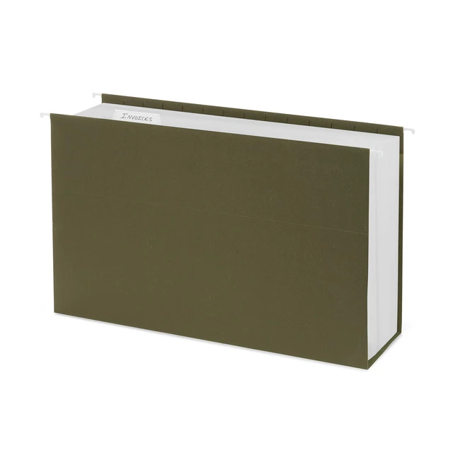 Alt view image 5 of 6 - 25 Legal Size Expandable Hanging File Folders, 4" Standard Green, 12.5pt, 4 in Expansion, Reinforced, Tabs Included, for Legal Charts, Files, and Manuals