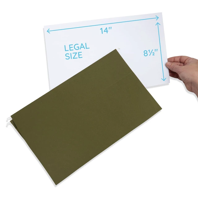 Alt view image 2 of 6 - 25 Legal Size Expandable Hanging File Folders, 4" Standard Green, 12.5pt, 4 in Expansion, Reinforced, Tabs Included, for Legal Charts, Files, and Manuals
