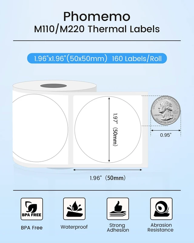 Alt view image 3 of 6 - Labels M110-840 Pcs 2 Inch (50x50mm) Thermal Labels for M110/M220/M250/M221/M260, Black on White, 140 Labels, for Small Business, Home, Office