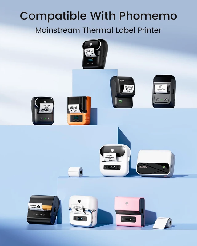 Alt view image 4 of 6 - Labels M110-840 Pcs 2 Inch (50x50mm) Thermal Labels for M110/M220/M250/M221/M260, Black on White, 140 Labels, for Small Business, Home, Office