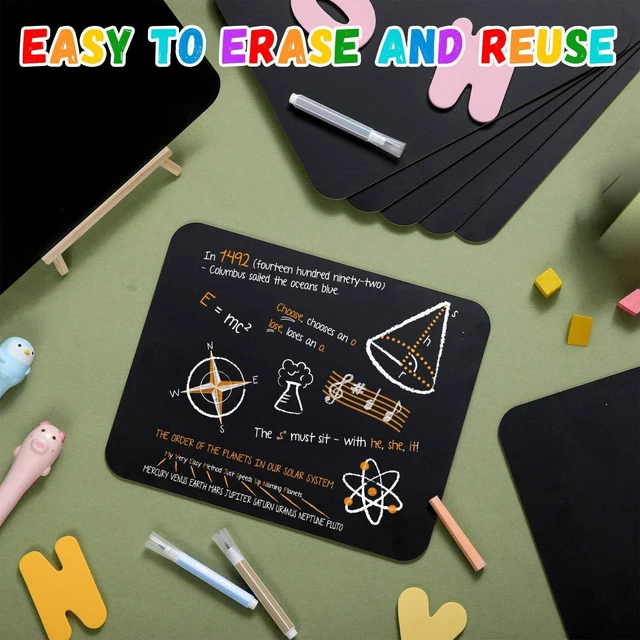 Alt view image 4 of 7 - 12 Pcs Chalk Board for Kid Bulk Double-Sided Chalkboard, 9.5" × 12" Wooden, Frameless, Mini Blackboard, for Kids Student School Classroom Home Restaurant Office Birthday Party Favors