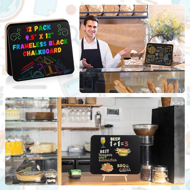 Alt view image 7 of 7 - 12 Pcs Chalk Board for Kid Bulk Double-Sided Chalkboard, 9.5" × 12" Wooden, Frameless, Mini Blackboard, for Kids Student School Classroom Home Restaurant Office Birthday Party Favors