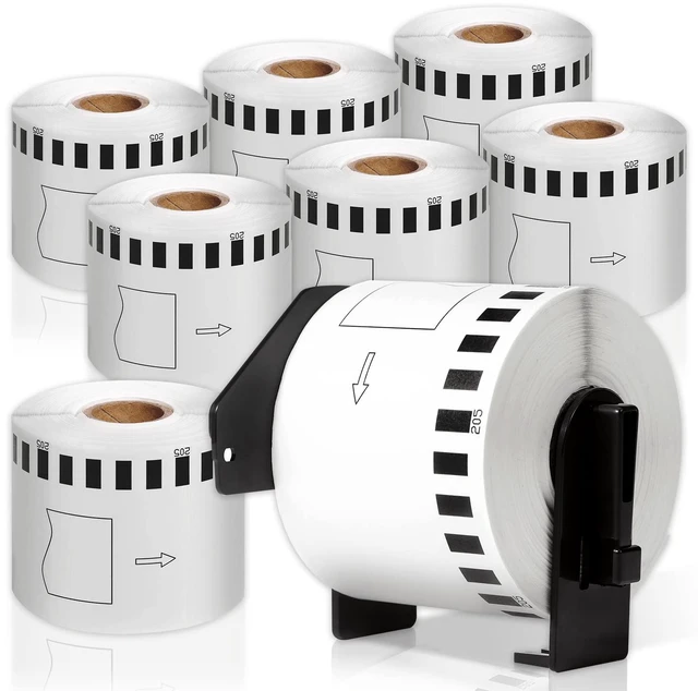 Main image of DK-2205 Continuous Paper Labels Replacement for Brother DK2205 2.4" x 100Ft(62mm x 30.48m) Shipping Address Labels, for QL-800, 810W, 820NWB, 1110NWB, 8 Rolls with 1 Frame
