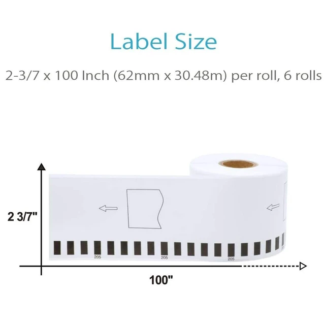 Alt view image 2 of 7 - DK-2205 Continuous Paper Labels Replacement for Brother DK2205 2.4" x 100Ft(62mm x 30.48m) Shipping Address Labels, for QL-800, 810W, 820NWB, 1110NWB, 8 Rolls with 1 Frame