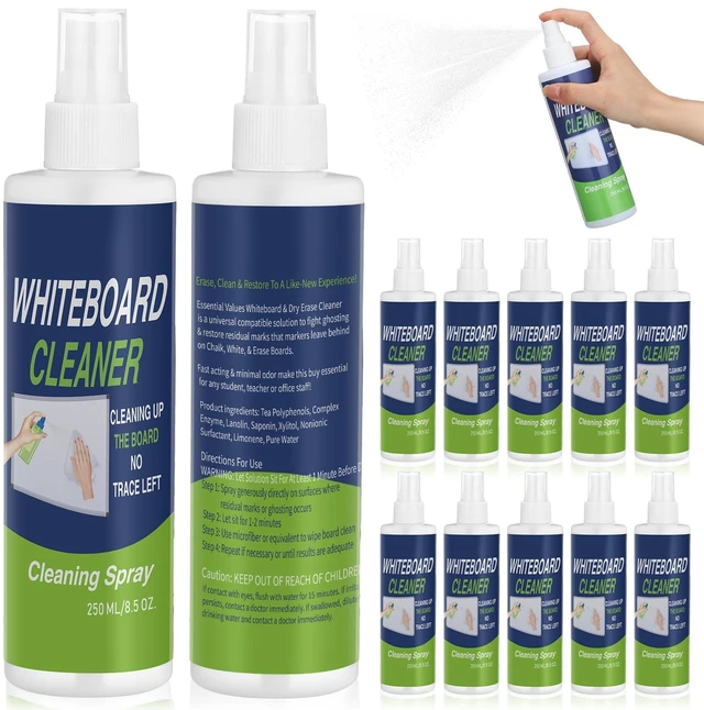 Main image of 12 Pack Whiteboard Cleaner Spray 8.5oz for Dry Erase Board Dry Erase Cleaner Removes Stubborn Marks from Chalkboard Surfaces, Cleaning for Classroom Office