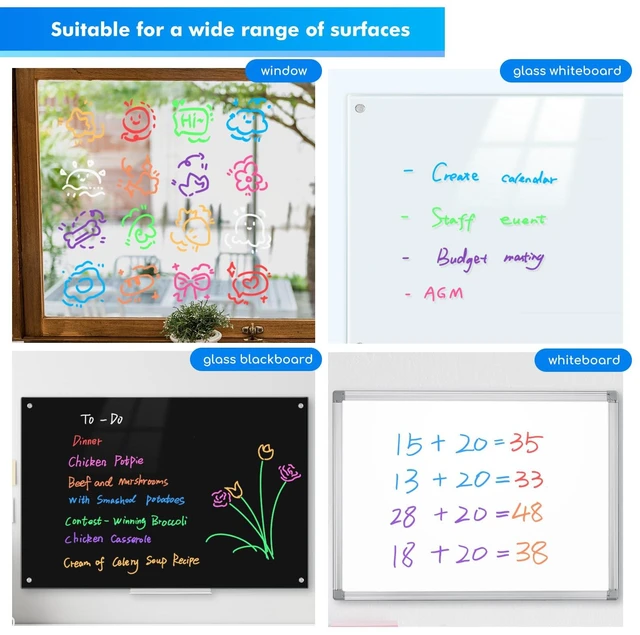 Alt view image 4 of 7 - Neon Dry Erase Markers Fine Tip,Liquid Chalk Markers for Chalkboard,LED Note Board,Acrylic,First Day of School Board,Glass,Windows,1mm Fine Point,Assorted Colors,9 Count