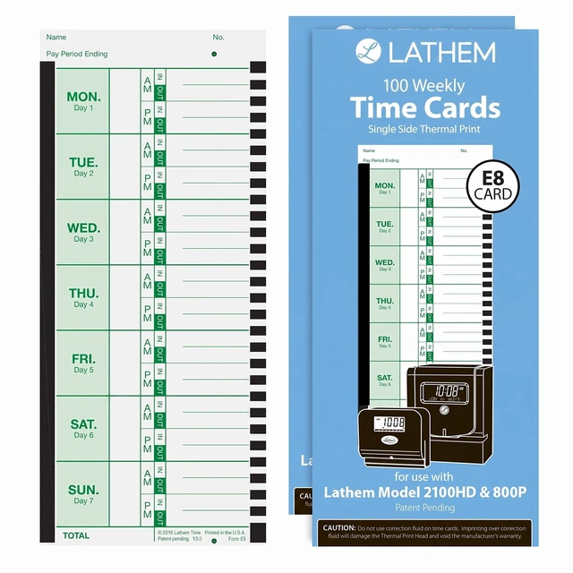 Main image of Weekly Employee Time Card Pack, 100 Count (E8-100) (Pack of 2)
