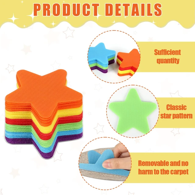 Alt view image 3 of 7 - 48Pcs Star Carpet Spots for Classroom Seat Position Dots Removable Floor Makers for School Rug Decoration Multicolor Sitting Marks for Preschool Elementary Kindergarten Teachers Supplies