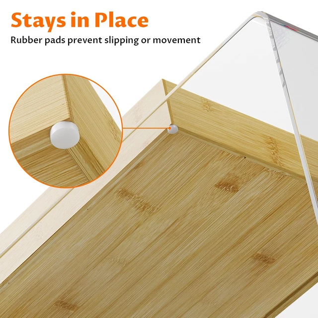 Alt view image 4 of 7 - Bamboo Drawer Organizer with 9 Adjustable Compartments, Desk Storage Tray Natural Bamboo, Flexible Modular Trays, Water-Resistant, Adjustable, Excellent Organization, Easy to Clean, Non-Slip Design