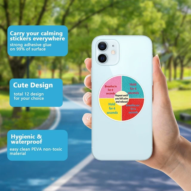 Alt view image 4 of 7 - 144 Pcs Breath Calm Anxiety Sensory Stickers Reusable Mindfulness Stickers Calming Strips Adhesive Sensory Strips for School Office Classroom Desk Teens Counselor Fidget Supplies