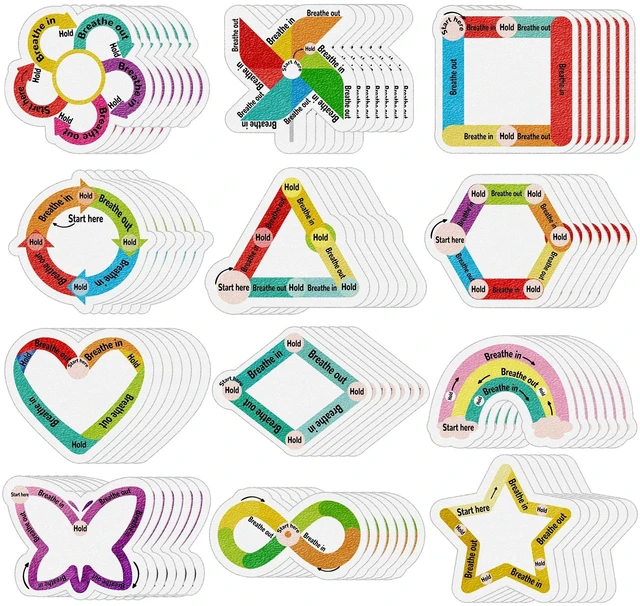 Main image of 144 Pcs Breath Calm Anxiety Sensory Stickers Reusable Mindfulness Stickers Anti Stress Rough Textured Sticker Anxiety Strips for Office Desk Adults Teens Fidget