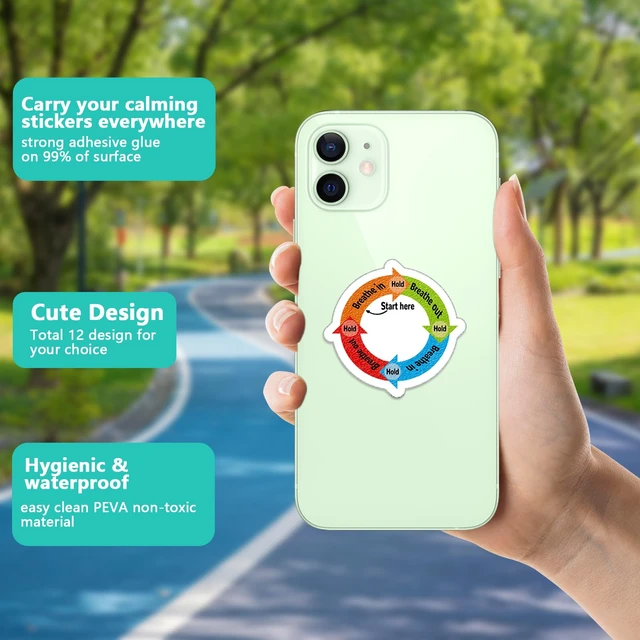 Alt view image 4 of 7 - 144 Pcs Breath Calm Anxiety Sensory Stickers Reusable Mindfulness Stickers Anti Stress Rough Textured Sticker Anxiety Strips for Office Desk Adults Teens Fidget