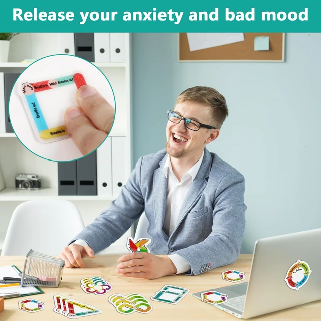 Alt view image 6 of 7 - 144 Pcs Breath Calm Anxiety Sensory Stickers Reusable Mindfulness Stickers Anti Stress Rough Textured Sticker Anxiety Strips for Office Desk Adults Teens Fidget