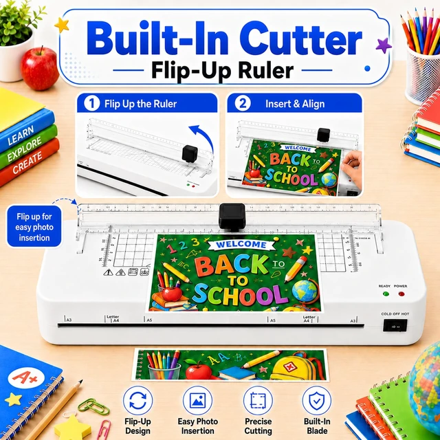 Alt view image 3 of 7 - Laminator, A3 Laminator Machine with Built-in Trimmer 70 Seconds Fast Warm-Up with NTC Temperature Control, Cold and Thermal Laminating with 50 Sheets, for Home Office School