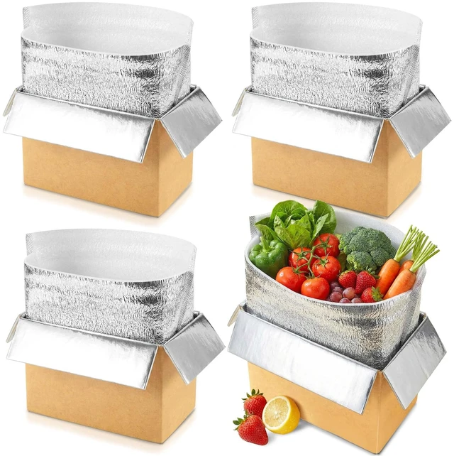 Main image of 4 Pack Insulated Shipping Boxes with Foil Liner Bags, Reusable Thermal Cooler Mailing Cartons for Cold Pack Shipping, Hot & Frozen Food Delivery, 12''x5.5''x7.5''